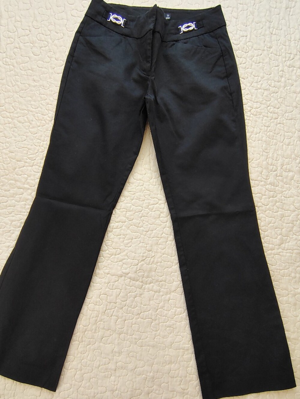 NY&Co 7th Avenue Black Dress Pants Trousers Buckle Detail 2P